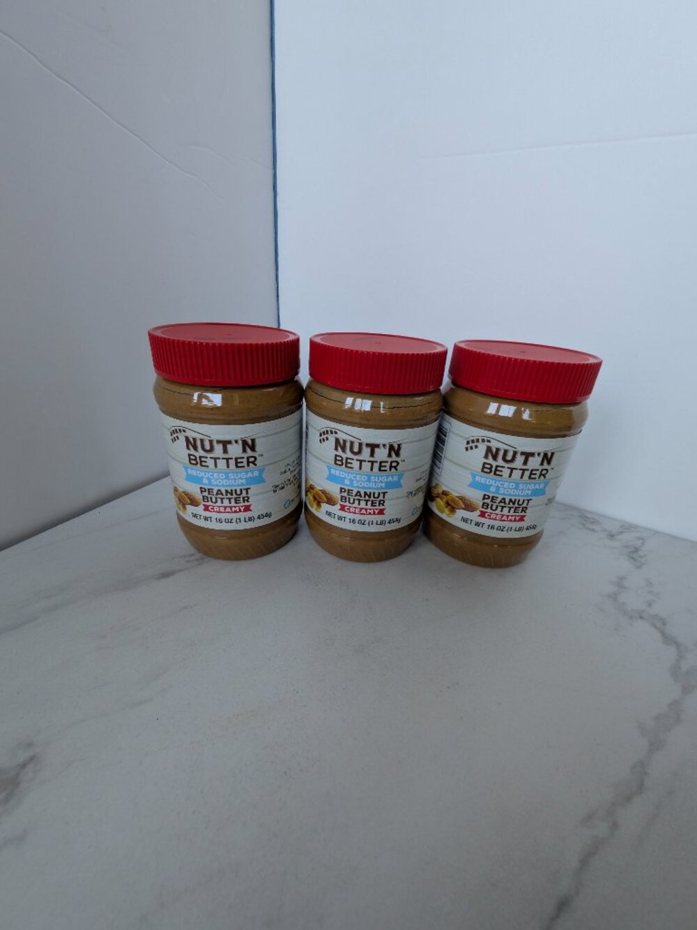 Nut' N Better Reduced Sugar & Sodium Peanut Butter - 3, 16 oz Jars